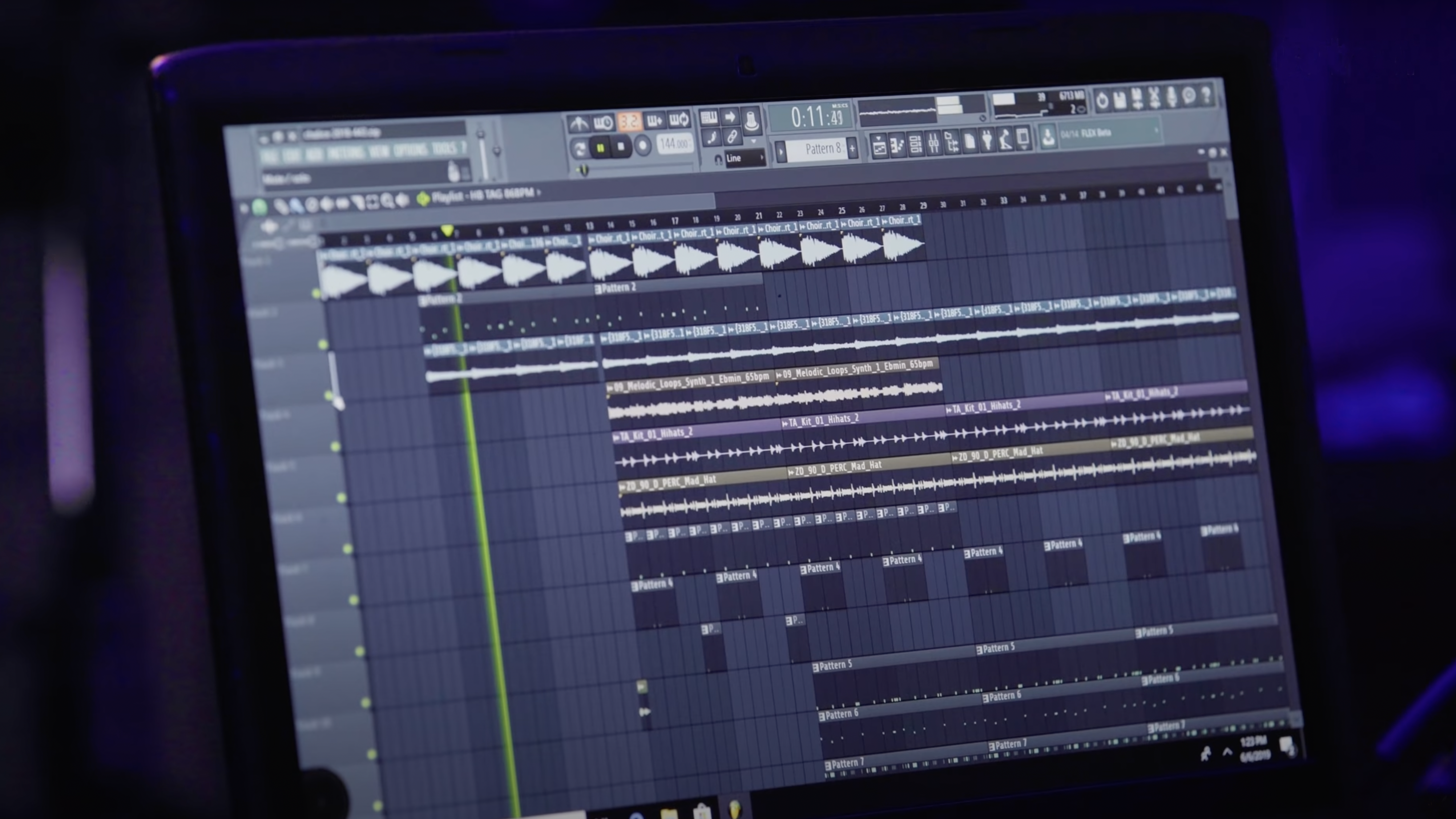 Computer screen from a Grammy-winning hip-hop producer working on a song